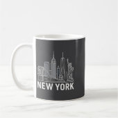 New York Skyline With Statue Of Liberty White Line コーヒーマグカップ (左)