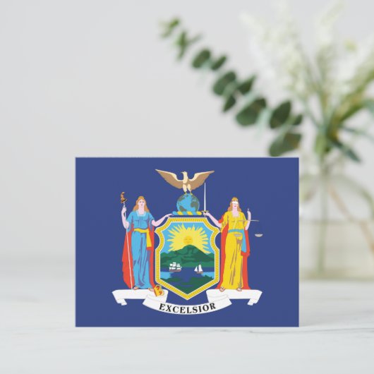 New York State Flag Empire State Liberty Justice ポストカード (スタンド正面)