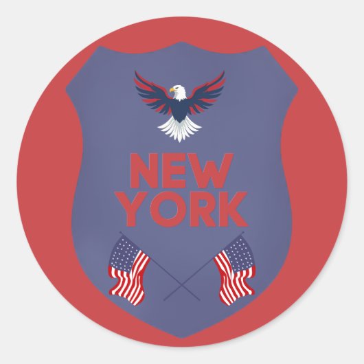New York State Pride Patriotic Shield Vinyl ラウンドシール (正面)