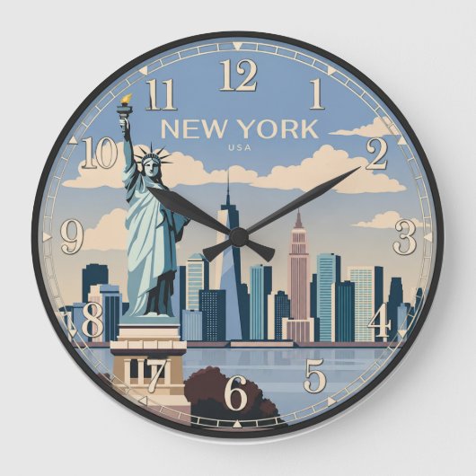 New York Statue of Liberty ラージ壁時計 (正面)