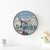 New York Statue of Liberty ラージ壁時計 (ホーム)