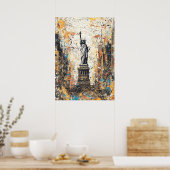 New York Statue of Liberty Abstract Drip Painting ポスター (キッチン)