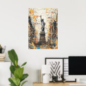 New York Statue of Liberty Abstract Drip Painting ポスター (ホームオフィス)