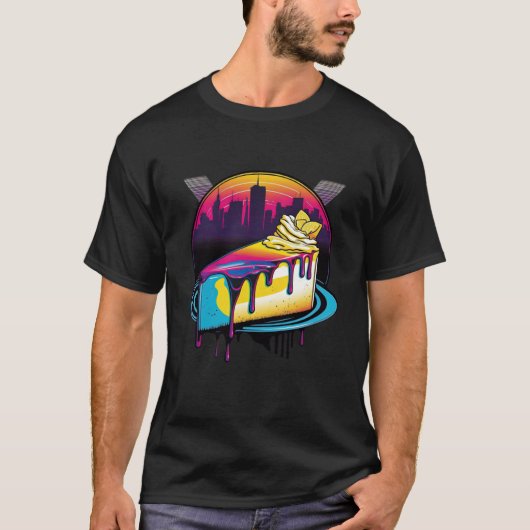 New York Style Cheesecake Synthwave 80s Retrowave  Tシャツ (正面)