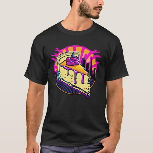 New York Style Cheesecake Synthwave 80s Retrowave  Tシャツ (正面)