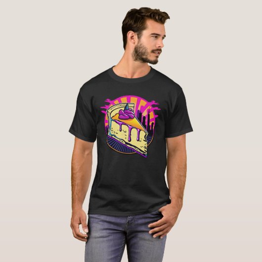New York Style Cheesecake Synthwave 80s Retrowave  Tシャツ (正面フル)