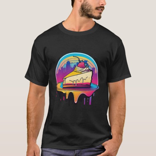 New York Style Cheesecake Synthwave 80s Retrowave  Tシャツ (正面)