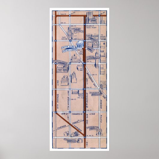 NEW YORK SUBWAY MAP, 1940 2 ポスター (正面)