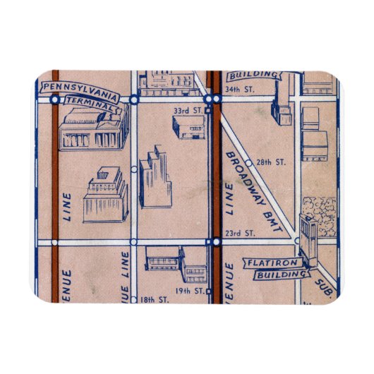 NEW YORK SUBWAY MAP, 1940 2 マグネット (横)