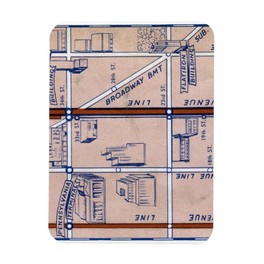 NEW YORK SUBWAY MAP, 1940 2 マグネット (縦)