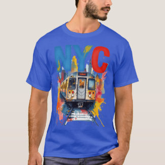 New York Subway NYC Subwayrain watercolor style Tシャツ