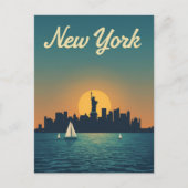 New York Sunset Skyline View ポストカード (正面)
