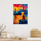New York Teddy Fauvist Liberty Sunset Print ポスター (キッチン)
