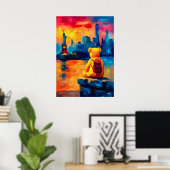 New York Teddy Fauvist Liberty Sunset Print ポスター (ホームオフィス)