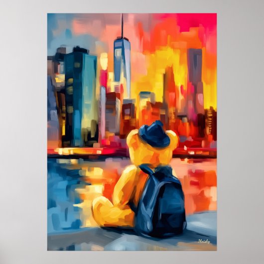New York Teddy Fauvist Manhattan Skyline Print ポスター (正面)