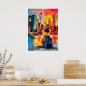 New York Teddy Fauvist Manhattan Skyline Print ポスター (キッチン)