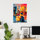 New York Teddy Fauvist Manhattan Skyline Print ポスター (ホームオフィス)