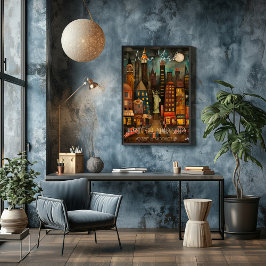 New York: The City That Never Sleeps - Whimsical ポスター