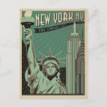 New York - The Empire City ポストカード<br><div class="desc">Anderson Design Group is an award-winning illustration and design firm in Nashville,  Tennessee. Founder Joel Anderson directs a team of talented artists to create original poster art that looks like classic vintage advertising prints from the 1920s to the 1960s.</div>