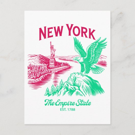 New York The Empire State Est. 1788 Bald Eagle ポストカード (正面)