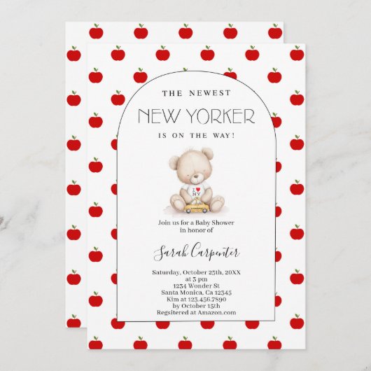 New York Themed Baby Shower 招待状 (正面/裏面)