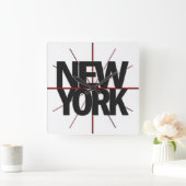 New York Timezone Wall Clock スクエア壁時計 (ホーム)