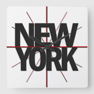 New York Timezone Wall Clock スクエア壁時計