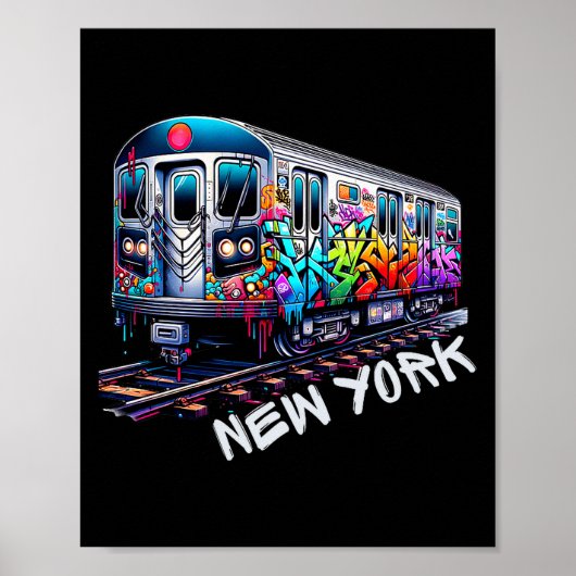 New York Train Graffiti Style, Nyc Subway Car Retr ポスター (正面)