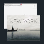 New York, USA Travel Postcard ポストカード<br><div class="desc">Send this beautiful postcard to your loved ones featuring a wide,  misty view of the Statue of Liberty and the lower Manhattan skyline as seen across the Upper Bay.</div>