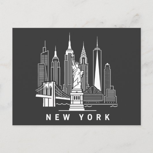 New York Vintage Skyline Postcard 案内ポストカード (正面)