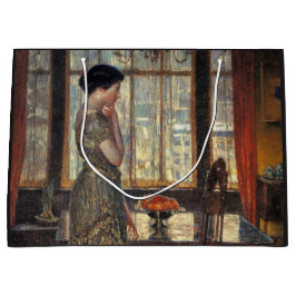 New York Window in Winter (by Childe Hasssam) ラージペーパーバッグ