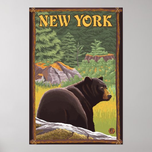 New YorkBlack Bear in Forest ポスター (正面)