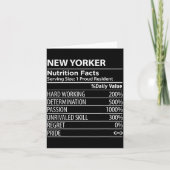 New Yorker Nutrition Facts Funny New York Pride カード (正面)