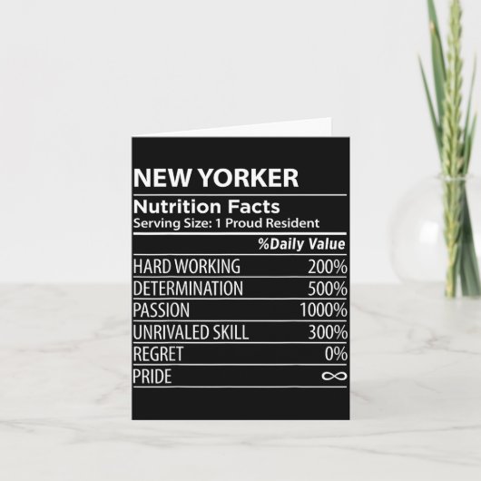 New Yorker Nutrition Facts Funny New York Pride  カード (正面)