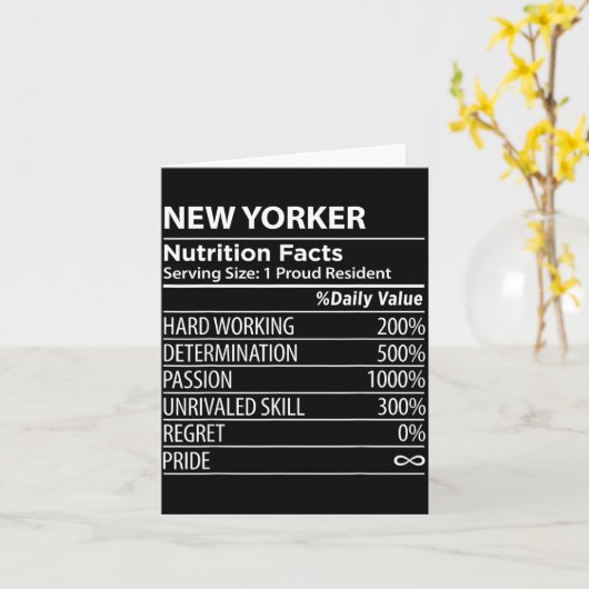 New Yorker Nutrition Facts Funny New York Pride カード (黄色い花)