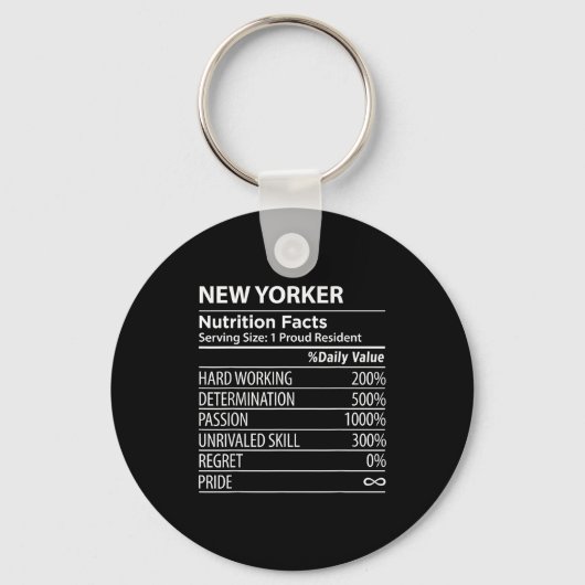 New Yorker Nutrition Facts Funny New York Pride  キーホルダー (正面)