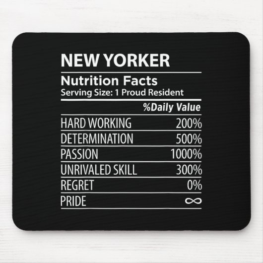 New Yorker Nutrition Facts Funny New York Pride  マウスパッド (正面)