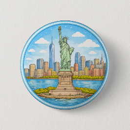New York's Statue Of Liberty 缶バッジ