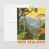 New Zealand Alpine Mountains & Lake Vintage Travel ポストカード (正面/裏面)