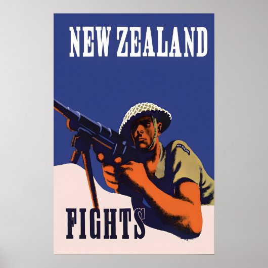 New Zealand Fights WWII Propaganda Poster Art ポスター (正面)