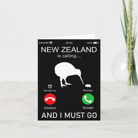 New Zealand Is Calling And I Must Go, Zealand Funn カード (正面)