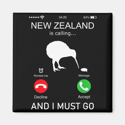 New Zealand Is Calling And I Must Go, Zealand Funn マグネット (正面)