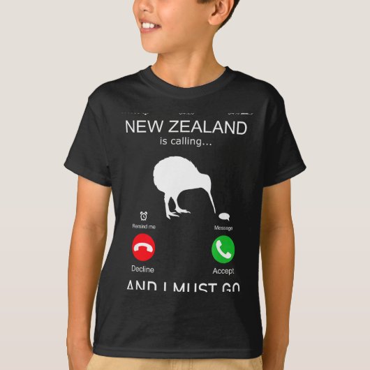 New Zealand Is Calling And I Must Go, Zealand Funn Tシャツ (正面)