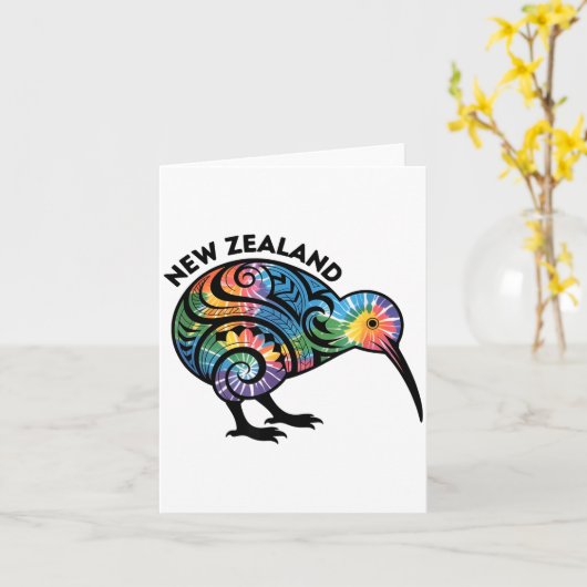 New Zealand Kiwi Bird  カード (黄色い花)