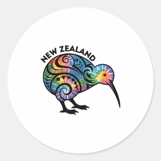 New Zealand Kiwi Bird ラウンドシール (正面)