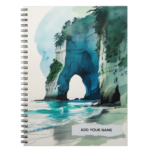 New Zealand Landscape Cathedral Cove Notebook ノートブック (正面)