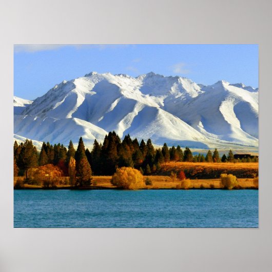 New Zealand Mountain Landscape ポスター (正面)
