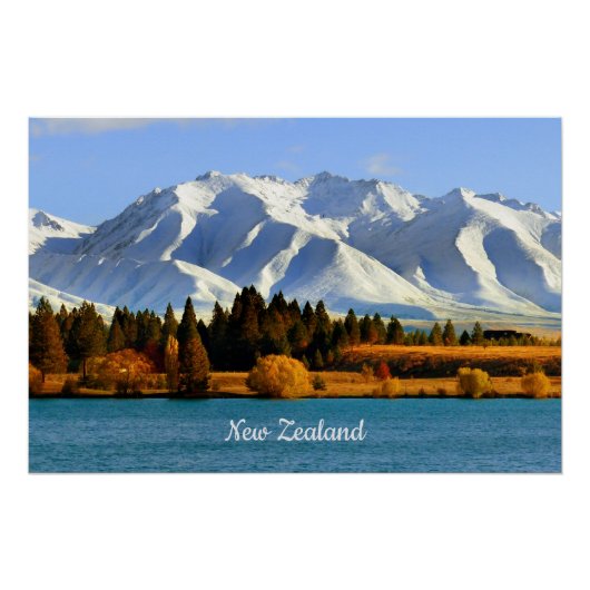 New Zealand Mountain Landscape ポスター (正面)