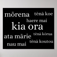 New Zealand Poster with Kiwi Greetings