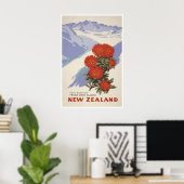 New Zealand Print Travel Poster Franz Josef ポスター (ホームオフィス)